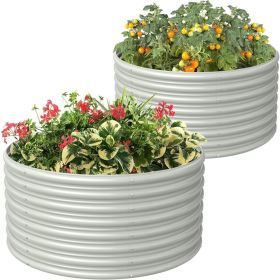 Raised Planter Box Outdoor Round Galvanized Raised Garden Bed Outdoor Flowerpot freight free