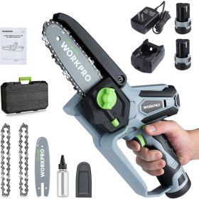 Mini Chainsaw, 6.3' Cordless Electric Compact Chain Saw with 2 Batteries, One-Hand Operated Portable Wood Saw