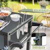 3-Shelf Outdoor Grill Table, Grill Cart with Wheels, Outdoor Pizza Oven Table and Food Prep Table, Blackstone Table with Propane Tank Hook, Grill Stan