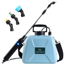 5L/1.3Gallon Electric Plant Sprayer Telescopic Rechargeable Garden Sprayer Automatic Handheld Sprayer with 3 Spray Spouts Shoulder Strap for Cleaning