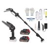 2-in-1 Cordless Pole Saw & Mini Chainsaw Electric Mini Chainsaw Length Adjustable Cordless Chain Saw with 2Pcs 1500mAh Batteries 4in/6in Chains for Tr