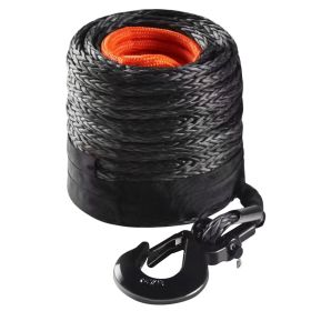 VEVOR Synthetic Winch Rope, 3/8 Inch x 100 Feet 26,500 lbs Synthetic Winch Line Cable Rope with Protective Sleeve + Forged Winch Hook + Pull Strap