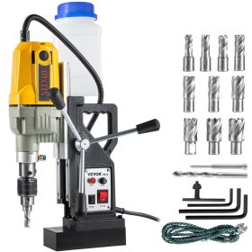 VEVOR Magnetic Drill, 1100W 1.57" Boring Diameter, 2697lbf/12000N Portable Electric Mag Drill Press with 12 Drilling Bits