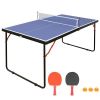 Table Tennis Table Foldable & Portable Ping Pong Table Set with Net and 2 Ping Pong Paddles for Indoor Outdoor Game