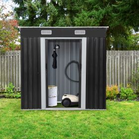 6' x 4'ft Outdoor Storage Shed with Sliding Doors and Good Ventilation, Furniture, Tool and Toy Storage Shed, Dark Gray