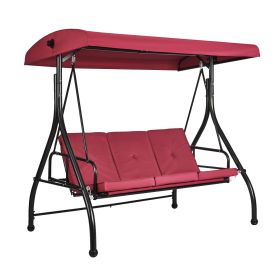 VEVOR 3-Seat Patio Swing Chair, Converting Canopy Swing, Outdoor Patio Porch with Adjustable Canopy, Removable Thick Cushion and Alloy Steel Frame, fo