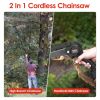 2-in-1 Cordless Pole Saw & Mini Chainsaw Electric Mini Chainsaw Length Adjustable Cordless Chain Saw with 2Pcs 1500mAh Batteries 4in/6in Chains for Tr