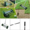 Heavy Duty Rolling Lawn Aerator,Rolling Lawn Aerator, Rotary Push Tine Spike Soil Lawn Aerator Gardening Tool with 3-Piece Long Steel Handle for Garde