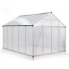 8' x 10' Polycarbonate Outdoor Greenhouse, Aluminum Walk-in Green House w/ 5-Level Adjustable Vents, Gutter and Door, Large Sun Room for Garden Backya