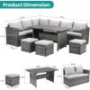 Patio Furniture Set, 7 Pieces Outdoor Patio Furniture with Dining Table&Chair,with Ottoman,Grey (Include Sofa Dust Cover)