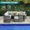 Patio Furniture Set, 7 Pieces Outdoor Patio Furniture with Dining Table&Chair,with Ottoman,Grey (Include Sofa Dust Cover)