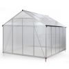 8' x 10' Polycarbonate Outdoor Greenhouse, Aluminum Walk-in Green House w/ 5-Level Adjustable Vents, Gutter and Door, Large Sun Room for Garden Backya