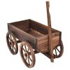 Wood Wagon Planter Pot Stand with Wheels