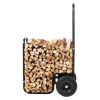 VEVOR Firewood Log Cart, 250 lbs Capacity, Outdoor and Indoor Wood Rack Storage Mover with PU Wheels & Waterproof Cloth, Heavy Duty Steel Dolly Hauler