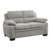 Plush Seating Comfortable Loveseat 1pc Gray Textured Fabric Channel Tufting Solid Wood Frame Modern Living Room Furniture