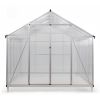 8' x 10' Polycarbonate Outdoor Greenhouse, Aluminum Walk-in Green House w/ 5-Level Adjustable Vents, Gutter and Door, Large Sun Room for Garden Backya