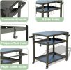 3-Shelf Outdoor Grill Table, Grill Cart with Wheels, Outdoor Pizza Oven Table and Food Prep Table, Blackstone Table with Propane Tank Hook, Grill Stan