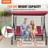 VEVOR 3-Seat Patio Swing Chair, Converting Canopy Swing, Outdoor Patio Porch with Adjustable Canopy, Removable Thick Cushion and Alloy Steel Frame, fo