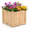 Folding Square Fir Wood Raised Garden Bed with Removable Bottom