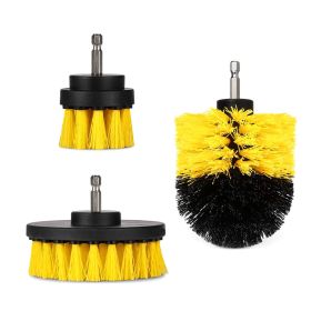 3Pcs/Set Drill Brush Power Scrubber Cleaning Brush for Car Carpet Wall Tile Tub Cleaner Combo (Color: Yellow)