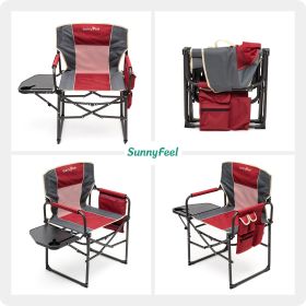 Camping Directors Chair, Heavy Duty,Oversized Portable Folding Chair with Side Table, Pocket for Beach, Fishing,Trip,Picnic,Lawn (Color: Red)