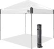 E-Z UP Ambassador Instant Shelter Canopy, 10' x 10', Roller Bag and 4 Piece Spike Set, Steel Gray or White