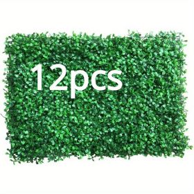 Artificial Boxwood Panel 12pcs Boxwood Hedge Wall Panels Artificial Grass Backdrop Wall 24X16 4cm Green Grass Wall, Fake Hedge for Decor Privacy Fence (pcs: 12pcs)