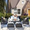 Patio Furniture Outdoor Set, 6 Pcs Patio Furniture Set with Aluminum Frame, Wicker Recliner Chairs with Ottomans