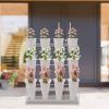 3 Layers Metal Plant Stand with Wheels Modern Plant Shelf Flower Bucket Indoor Outdoor Flower Display Stand Flower Rack