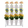 3 Layers Metal Plant Stand with Wheels Modern Plant Shelf Flower Bucket Indoor Outdoor Flower Display Stand Flower Rack