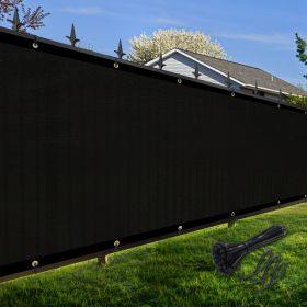 Artpuch Privacy Fence Screen Black Customized Outdoor Mesh Panels for Backyard, Balcony,Patio,Construction Site with Zip Ties (Color: Black, size: 5x122 ft)