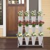 3 Layers Metal Plant Stand with Wheels Modern Plant Shelf Flower Bucket Indoor Outdoor Flower Display Stand Flower Rack